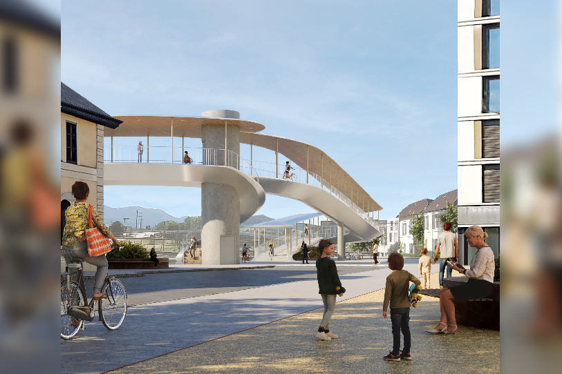 Le concept retenu de la nouvelle passerelle qui relie le centre-ville au secteur Gare Sud.