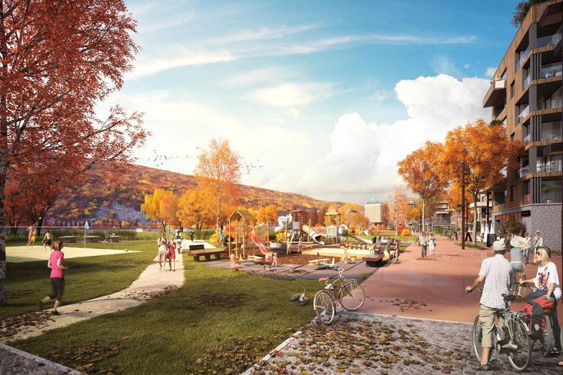 De grands espaces publics sont prévus le long des rives
