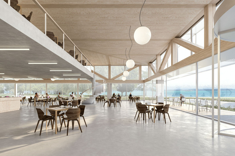 Intérieur du bâtiment Univers. (Photomontage bureau Berrel Kräuter Architekten)