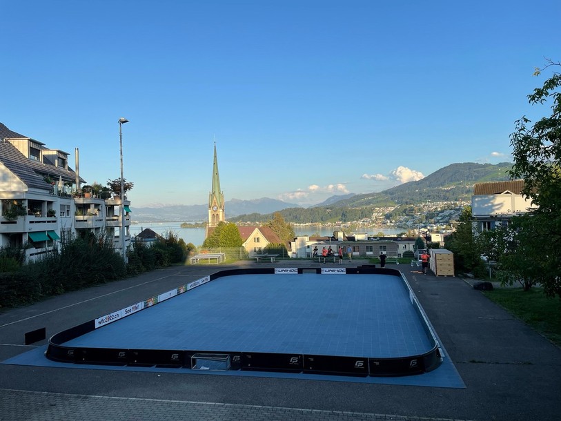 Le terrain mesure 23 mètres sur 14. (Photo : Swiss Unihockey)