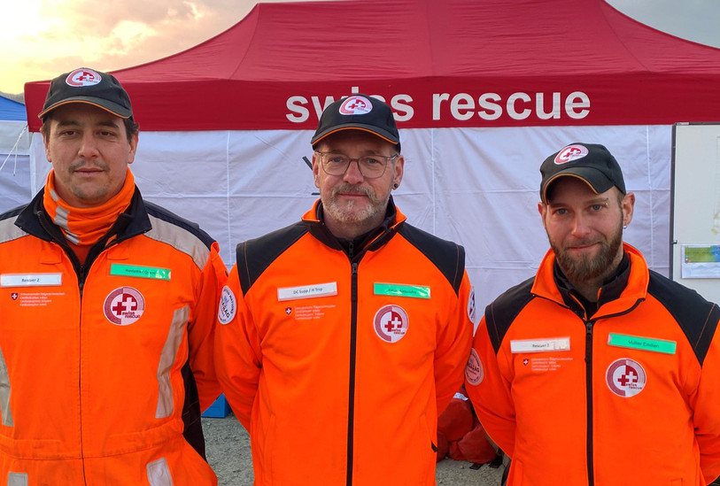 Quentin Hostettler, Alexandre Kaiser et Emilien Vultier, tous trois Jurassiens, étaient engagés en Turquie pendant 8 jours pour venir en aide aux survivants du séisme qui a fait plus de 35'000 morts (photo : Alexandre Kaiser).