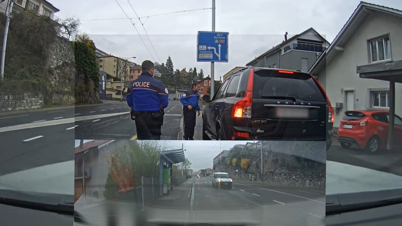 Les caméras embarquées filment l'avant, l'arrière et l'intérieur du véhicule de police. (Image : Police neuchâteloise)
