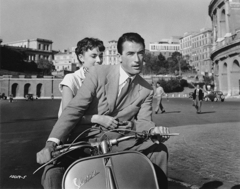 Audrey Hepburn et Gregory Peck dans Vacances Romains, 1953