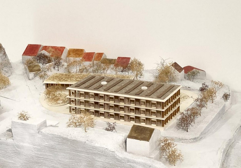 Une maquette du projet de complexe scolaire (image : Commune d'Hauterive).