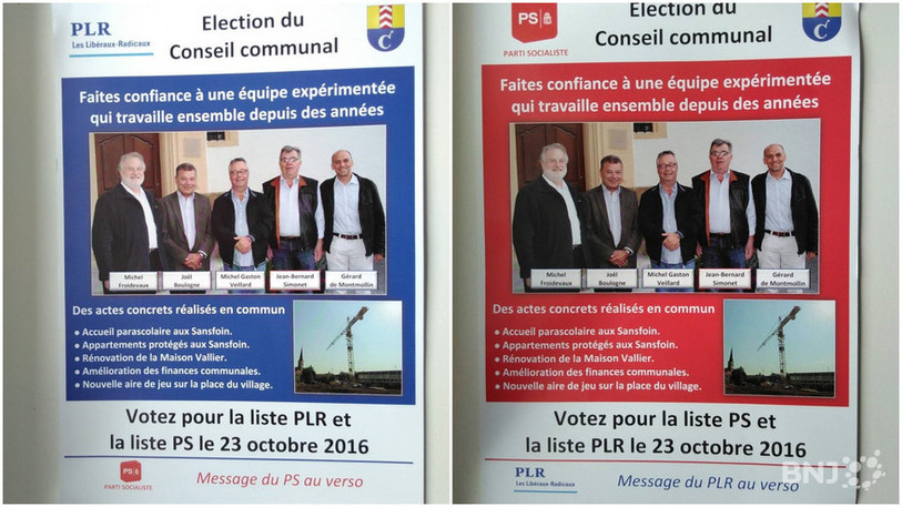 Le recto et le verso du papillon commun du PLR et du PS
