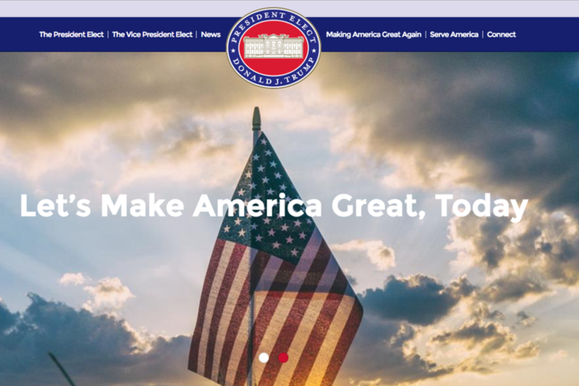 Le site de campagne de Donald Trump est devenu le site officiel du président-élu.