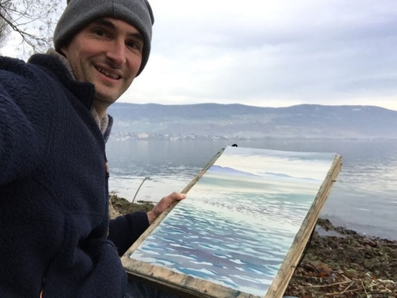 Laurent Willenegger en train de peindre