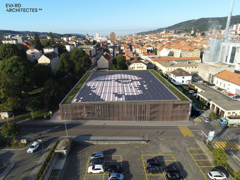 Le futur bâtiment devrait être prêt à la fin du mois d'octobre. (Image de synthèse : bureau Evard Architectes SA).