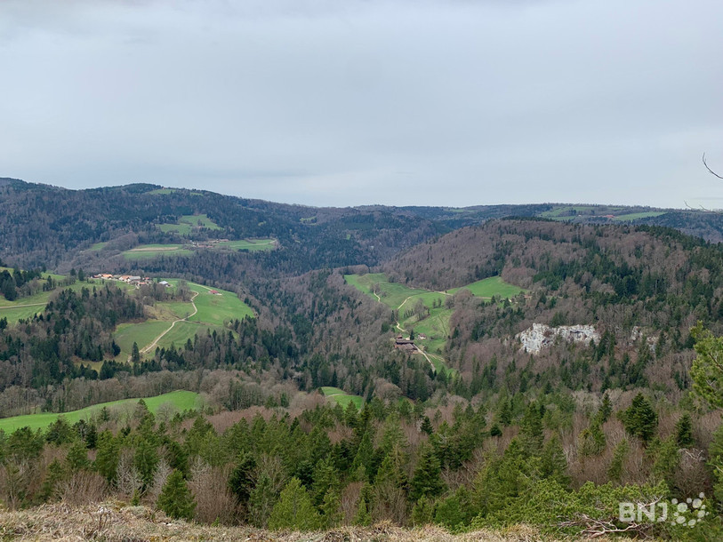 Le paysage est tantôt suisse, tantôt français, depuis le Château Cugny.