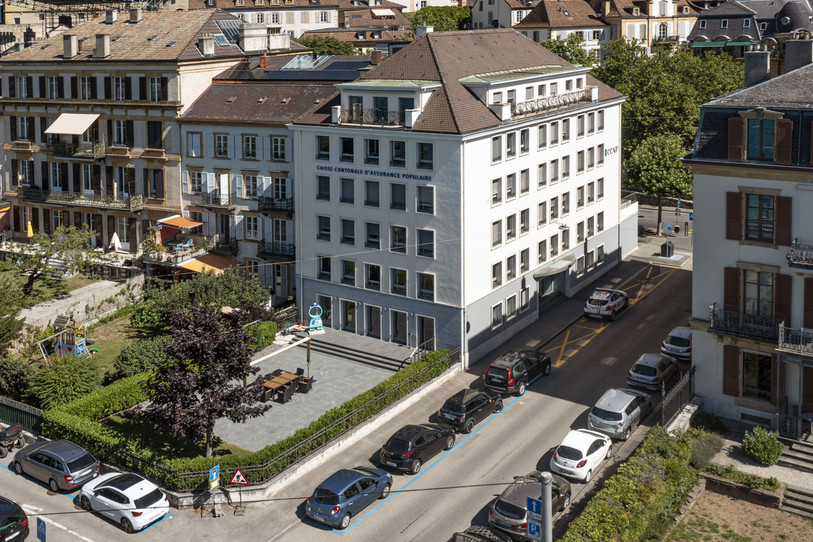 Le siège principal de la Caisse cantonale d'assurance populaire (CCAP) est installé à la rue de la Balance à Neuchâtel. (Photo : tripak.ch)