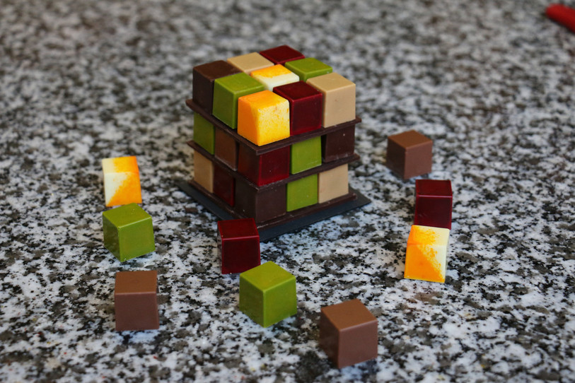 Le Rubik's cube, premier produit-phare des chocolatiers jurassiens (photo : KKO3).