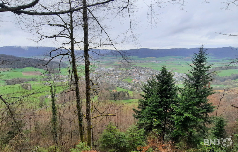 Depuis Vellerat, on peut découvrir des points de vue à couper le souffle sur Courrendlin, Delémont et le Val Terbi.