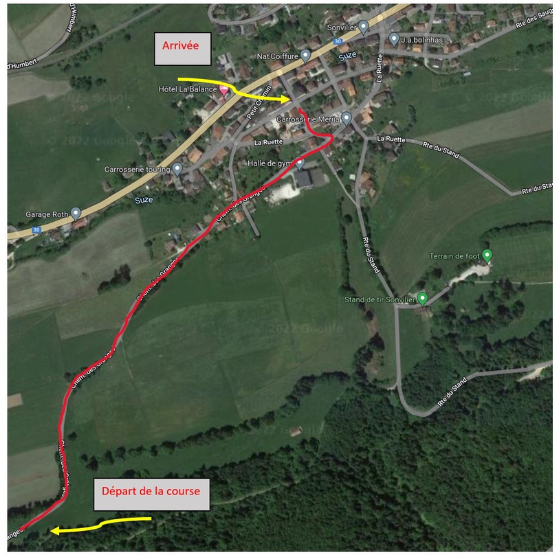 Les participants s'élanceront sur un parcours au sud-ouest de la commune.