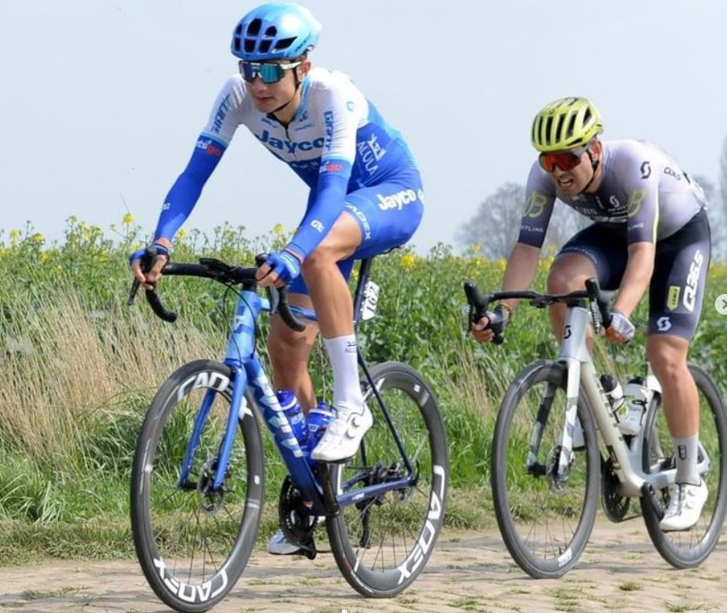 Sur Paris - Roubaix, Alexandre Balmer a connu de sérieux problèmes gastriques. (Photo A.Balmer/Instagram)