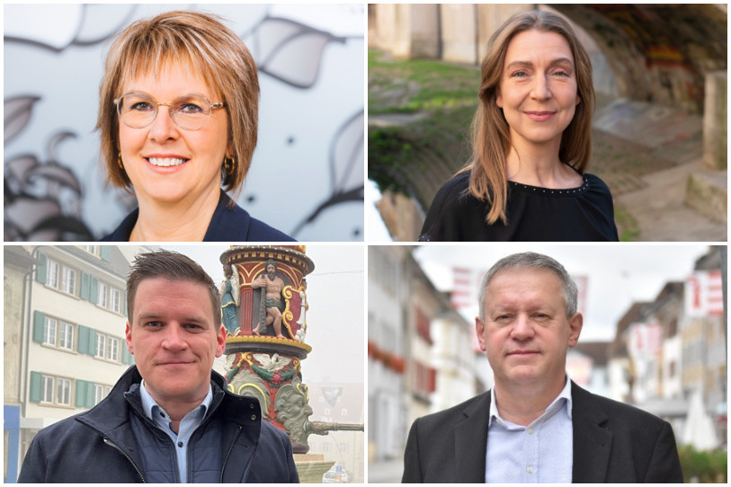 Les socialistes jurassiens Nathalie Barthoulot, Mathilde Crevoisier Crelier, Loïc Dobler et Pierre-Alain Fridez ont fait acte de candidature pour les élections fédérales. (Photomontage : BNJ / Photos : PSJ).