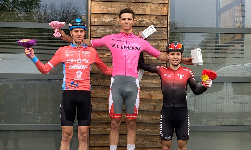 Victor Benareau a endossé le maillot rose de leader du Duo genevois le samedi. (Photo : Malene Benareau)