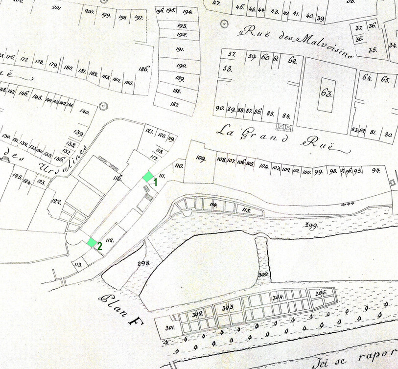 Extrait du plan de Porrentruy levé par Jaquet et Laubscher en 1752. (Document: Musée de l’Hôtel-Dieu Porrentruy)