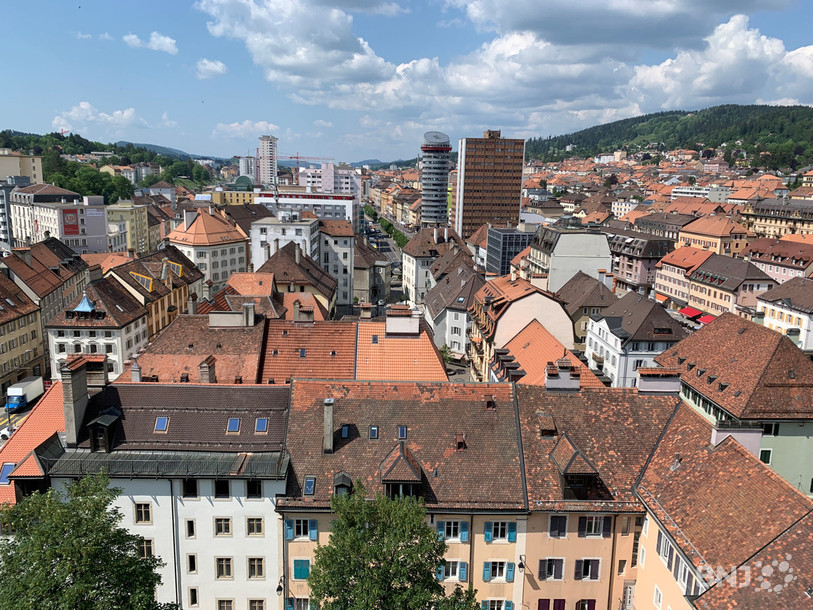 La Chaux-de-Fonds depuis le clocher du Grand Temple. (Photo : archives)