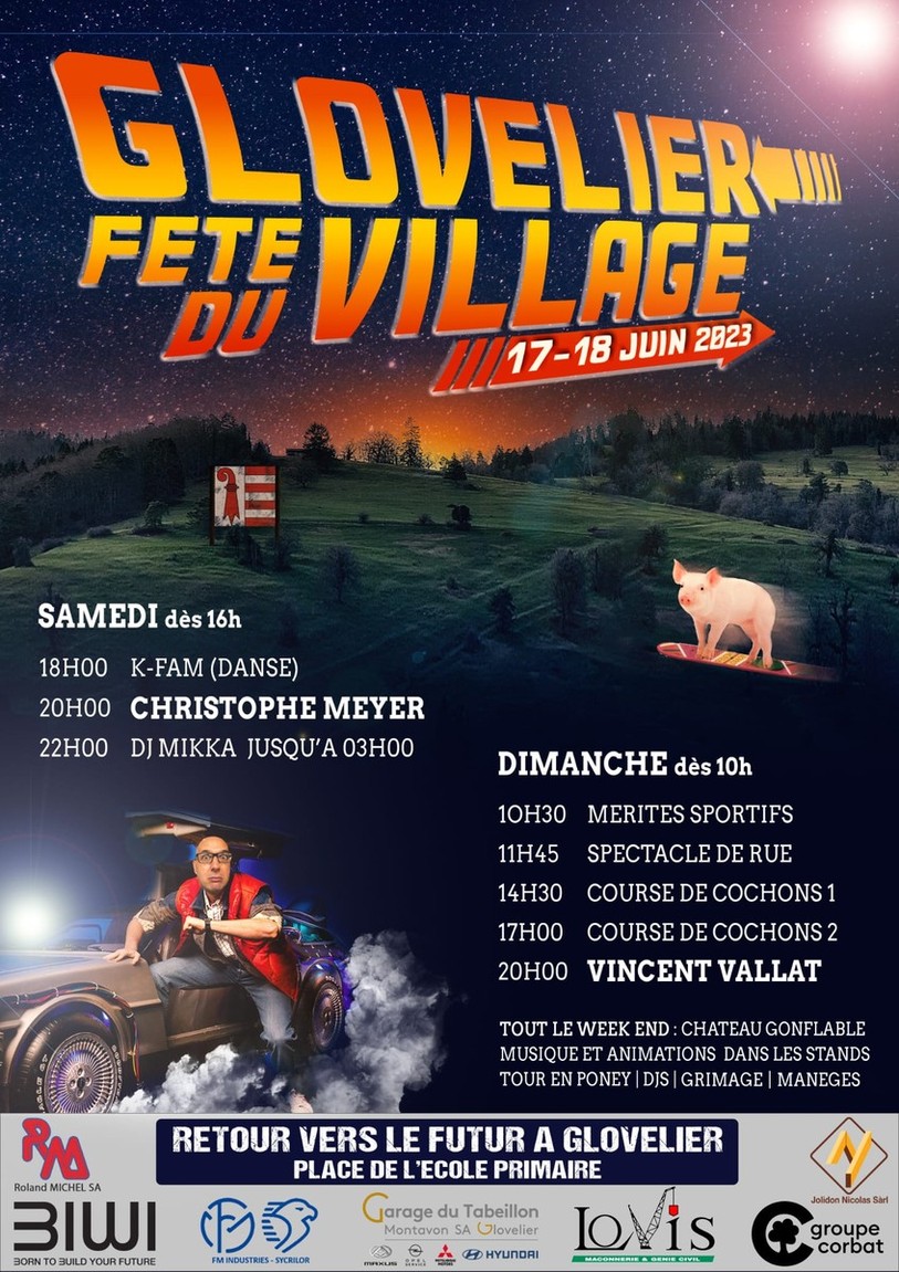 Le programme de la fête du village de Glovelier.