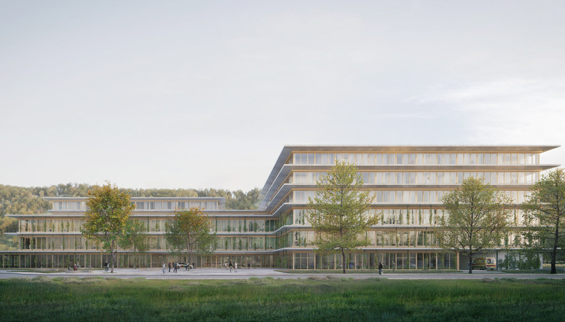 Le nouvel hôpital devrait être construit à Brügg. (Illustration : CHB)