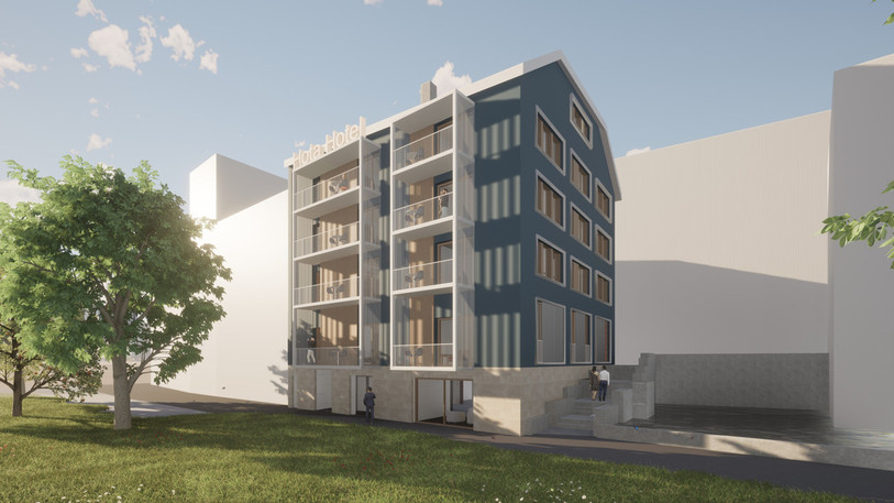 L'ancien bâtiment de l’administration communale de La Beuchire devrait être transformé en hôtel. (Image : Hota Hotel).