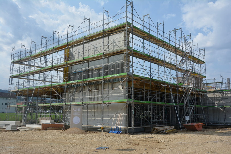 Vue du chantier du nouveau bâtiment de l'Orif à Delémont. 