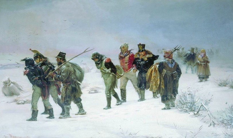 «La retraite des Français en 1812» tableau d'larion Pryanishnikov