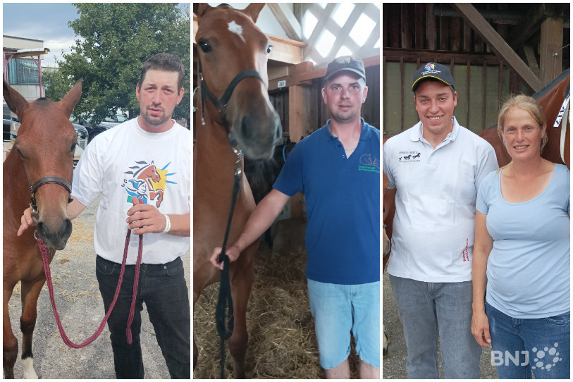 De gauche à droite : Armand Froidevaux, Florian Berger, Yannick Boillat et Daniela Steiner sont à Saignelégier pour montrer leurs plus beaux chevaux.