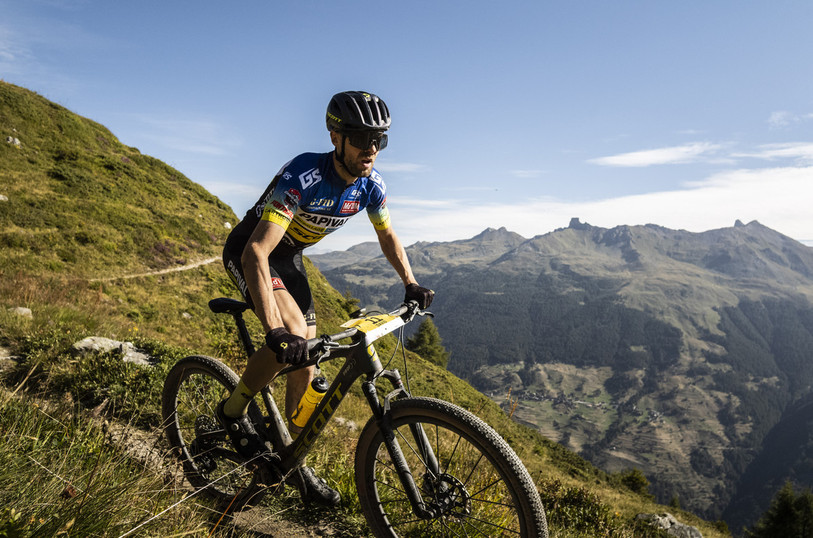 David Gysling a terminé sur la 2e marche du podium du Grand Raid samedi. (Photo: KEYSTONE/Louis Dasselborne)