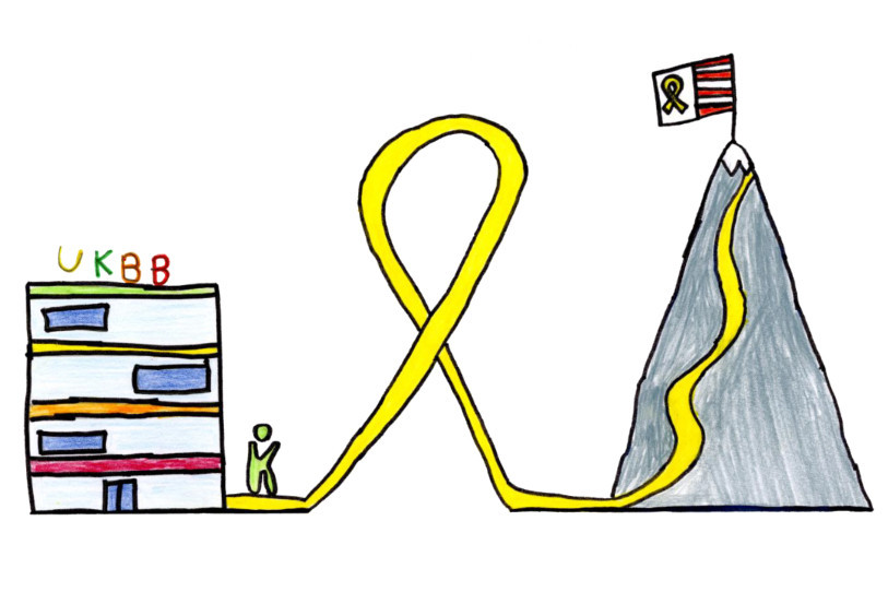 Le symbole de la marche nocturne « Quels parcours ! » dessiné par un enfant. (Image : ukbb-raimeux.ch).