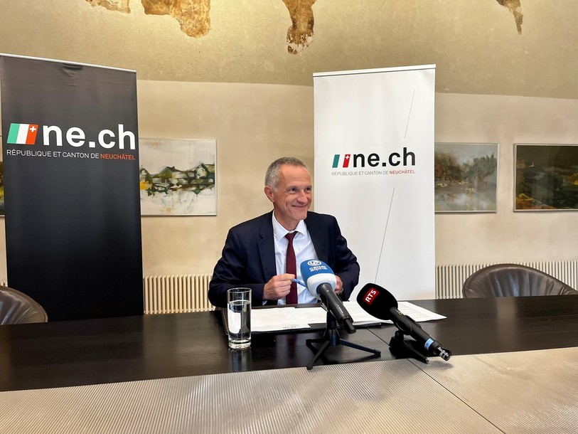 Laurent Kurth, le 30 août 2023, au moment d’annoncer son départ. (Photo : archives)