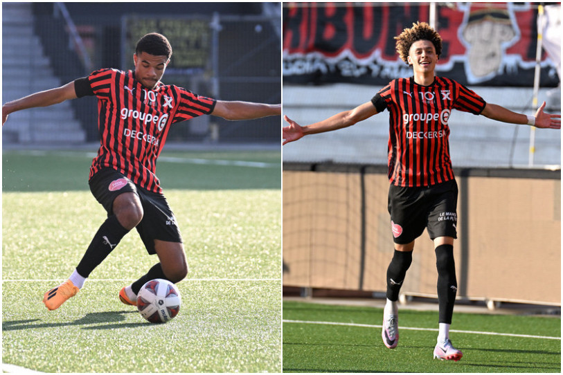 Zachary Athekame (à gauche) et Franck Surdez (à droite) sont sélectionnés en équipe de Suisse M21. (Photos : Georges Henz).