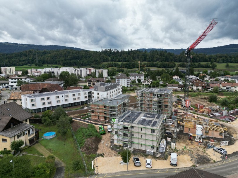 L'écoquartier est en construction à Bassecourt. (Photo : Idril SA)