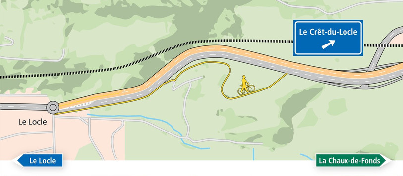 Le chemin de mobilité douce sera en fonction et obligatoire à partir du 7 septembre. (photo : OFROU)