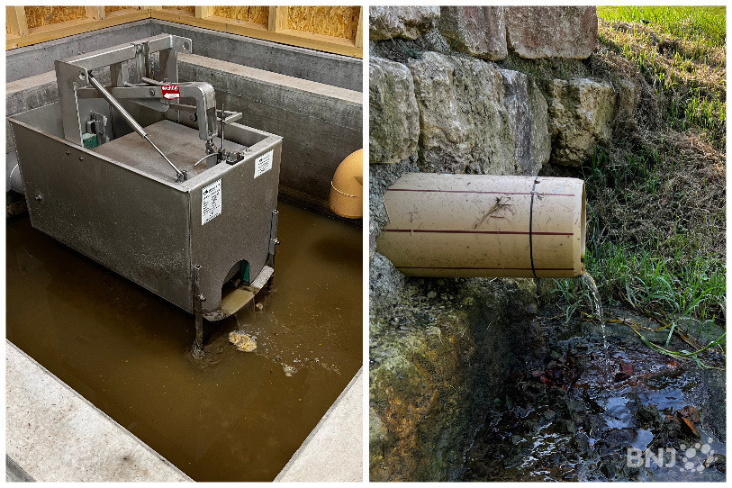 La couleur de l'eau à l'arrivée des eaux usées et à la sortie après filtration est radicalement différente !
