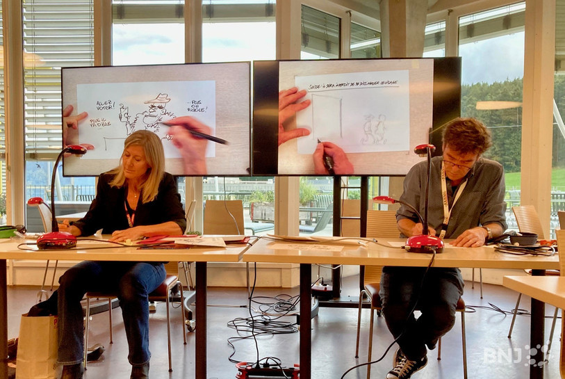 Un duel de dessin de presse a été organisé, avec Caro et Vincent l’Epée, sur différents thèmes d'actualité.