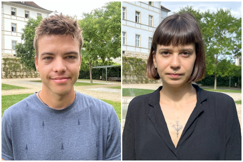 Les deux candidats des Jeunes Vert-e-s Jura au Conseil national : Gaëtan Marchand et Sophie Burri.