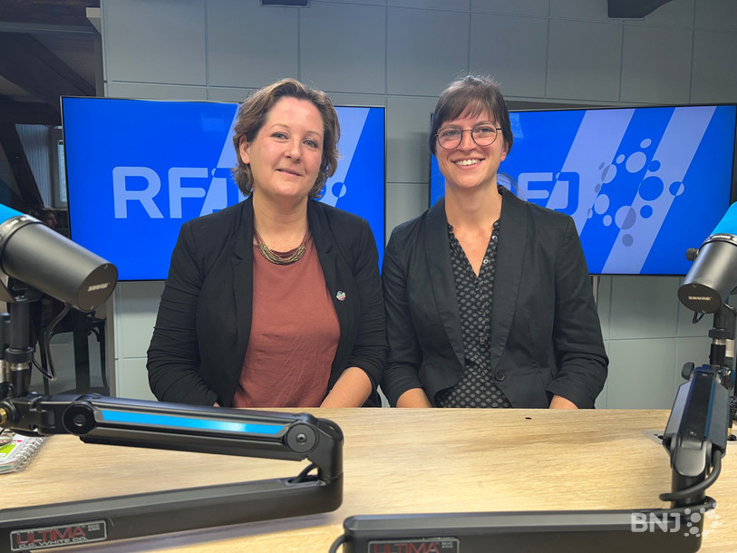 Les candidates des Vert-e-s Jura au Conseil national Céline Robert-Charrue Linder et Pauline Godat.