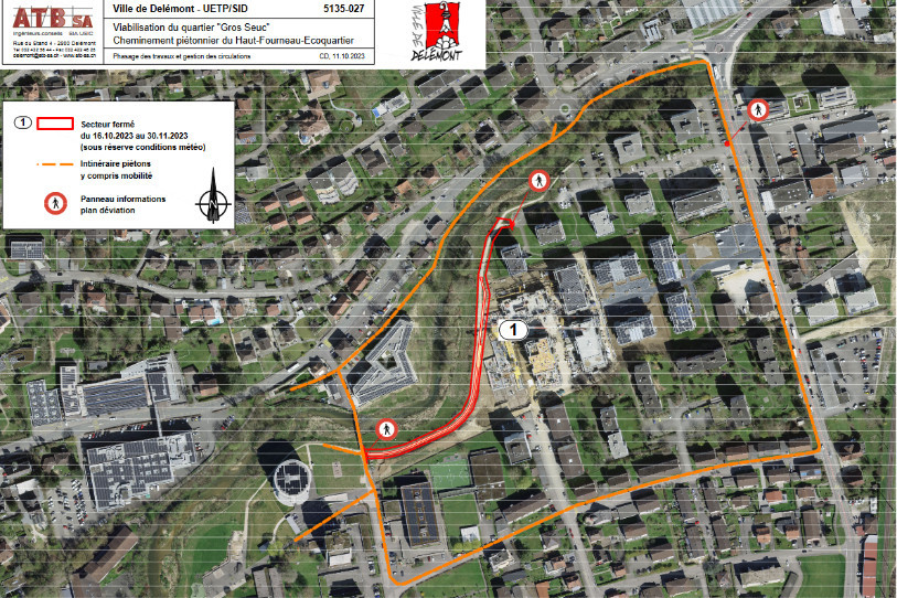 La construction du nouveau chemin piéton va démarrer lundi. (photo : Ville de Delémont)
