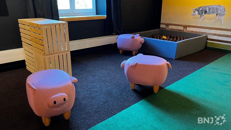 L'exposition offre aussi un espace ludique pour les enfants. L'occasion de prendre un bain de boue en restant propre !