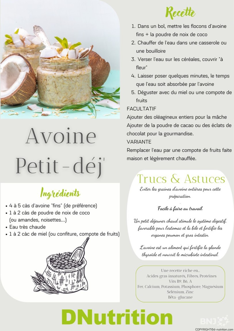 Recette de petit déjeuner sain et rassasiant à base d'avoine