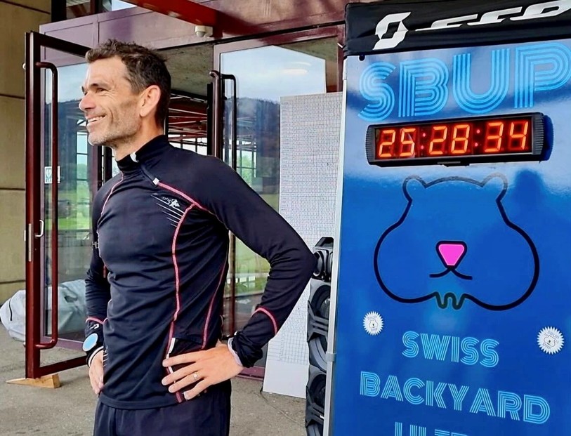 Christophe Nonorgue a gagné la 2e édition de la Swiss Backyard Ultra dimanche à Prêles. (Photo: SBUP)