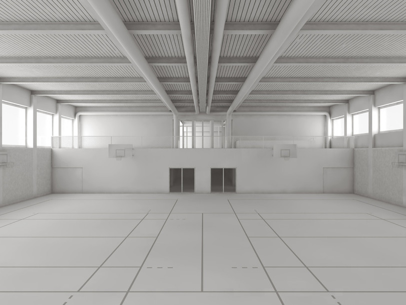 La halle de gymnastique sera séparée en deux par un rideau. (Photo : Ken).