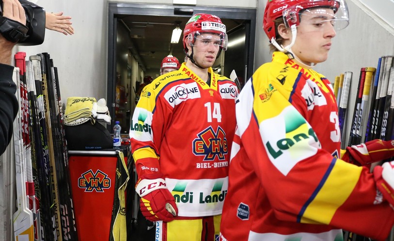 Jérémie Bärtschi se plaît avec le numéro 14 du HC Bienne en National League. (Photo : Mauricette Schnider)