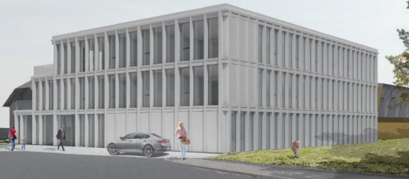 Une vision d'artiste du futur complexe, qui figure dans le rapport soumis au Conseil général (photo : Commune de La Tène).