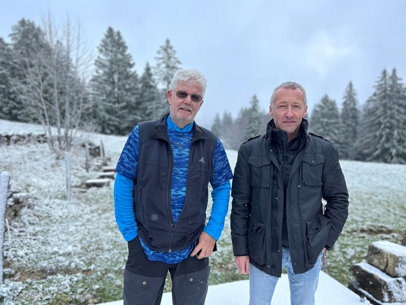 Christian Chopard, président de Mont-Sujet Libre et Michel Fior, président de Paysage Libre BEJUNE (de gauche à droite).