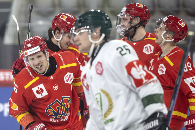 Damien Brunner et le HC Bienne ont été éliminés par les Suédois de Färjestad. (Photo : KEYSTONE/Peter Schneider)