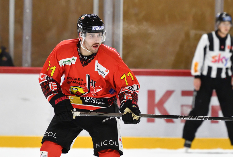 Mathieu Brahier a inscrit mercredi soir le but du HC Franches-Montagnes. (Photo : Georges Henz/archives).