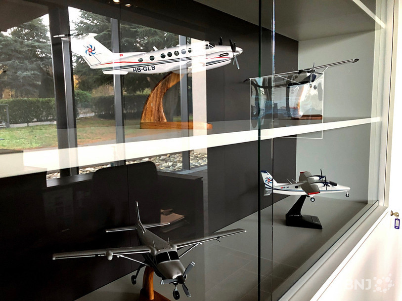 Certains des avions de Swiss Flight Services, en modèle réduit.