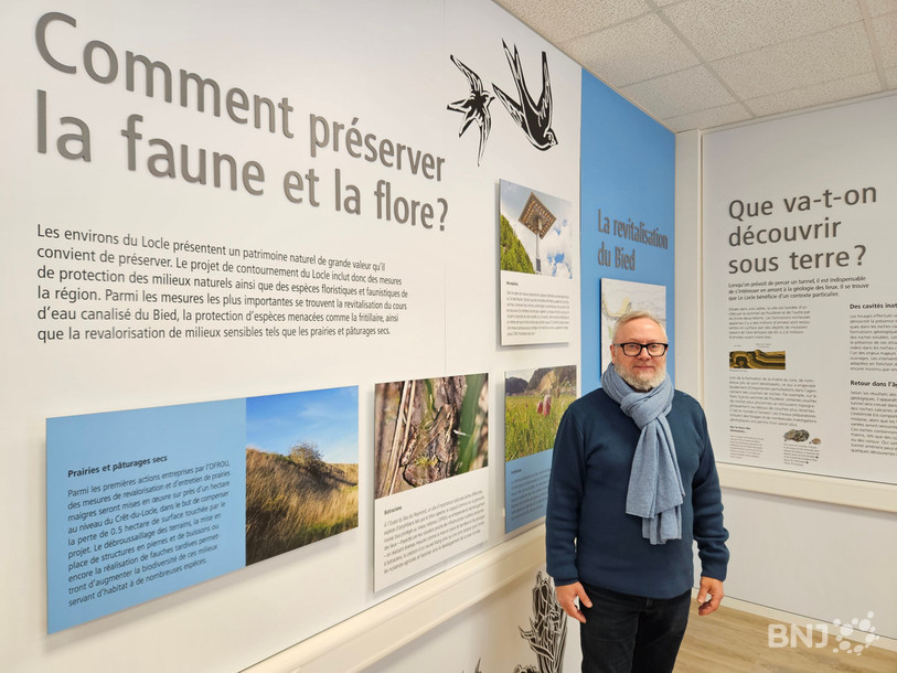 Le porte-parole de l'OFROU, Olivier Floc'hic, a présenté lundi matin la nouvelle exposition dédiée aux travaux de contournement du Locle.